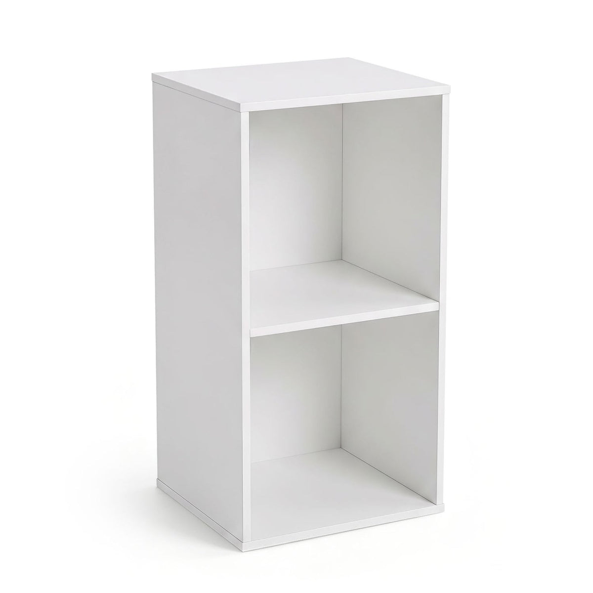 2-Cube Vertical or Horizontal Freestanding Bookshelf with 2 Compartments and 2 Anti-tipping Kits for Home Office-White-Bookcases-DECOROLALA
