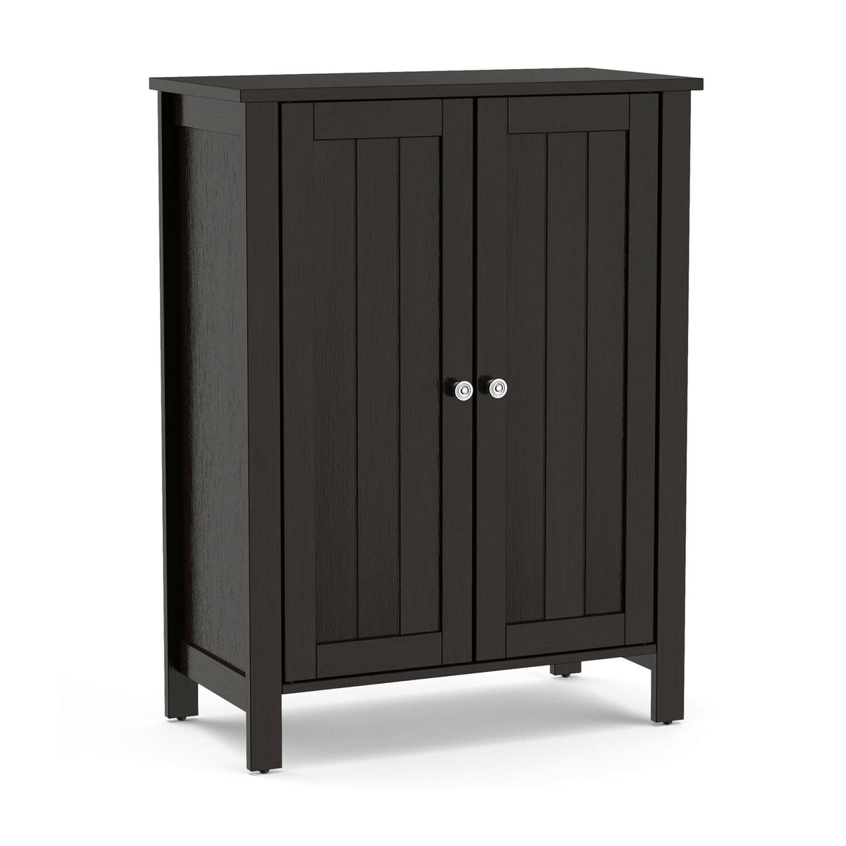 2-Door Bathroom Floor Storage Cabinet - Black 23.5" x 31.5"-Floor Cabinets-DECOROLALA