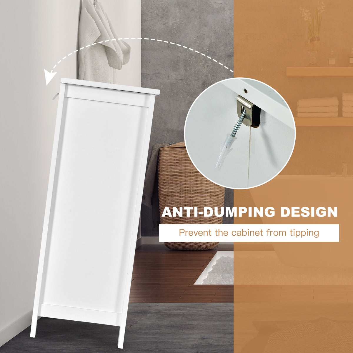 2-Door Bathroom Floor Storage Cabinet with Adjustable Shelf-Floor Cabinets-DECOROLALA