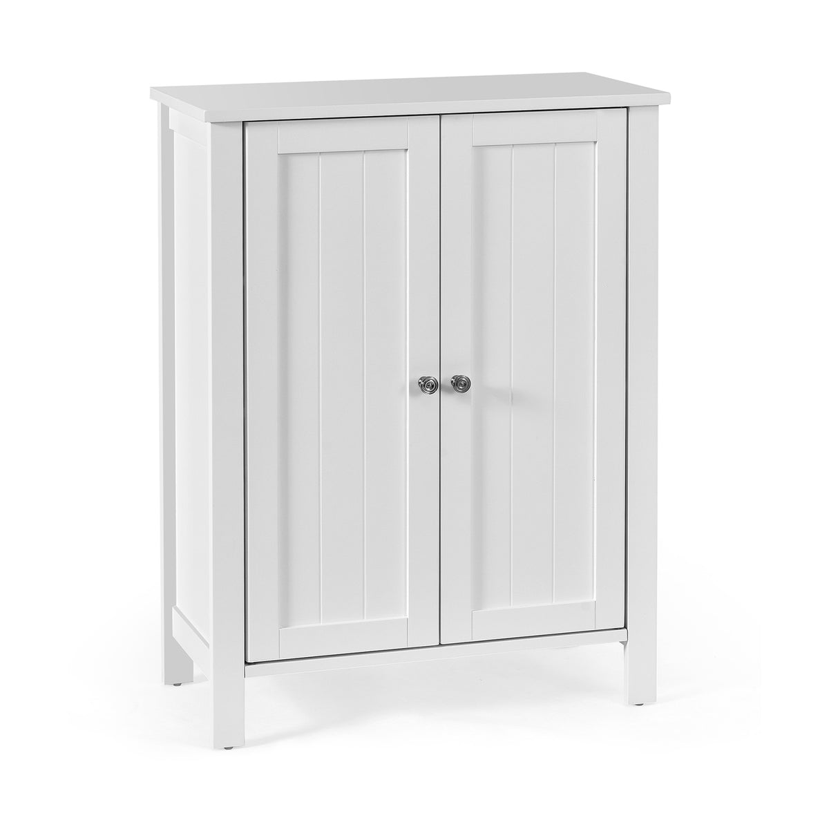2-Door Bathroom Floor Storage Cabinet with Adjustable Shelf - White-Bathroom Floor Cabinets-DECOROLALA