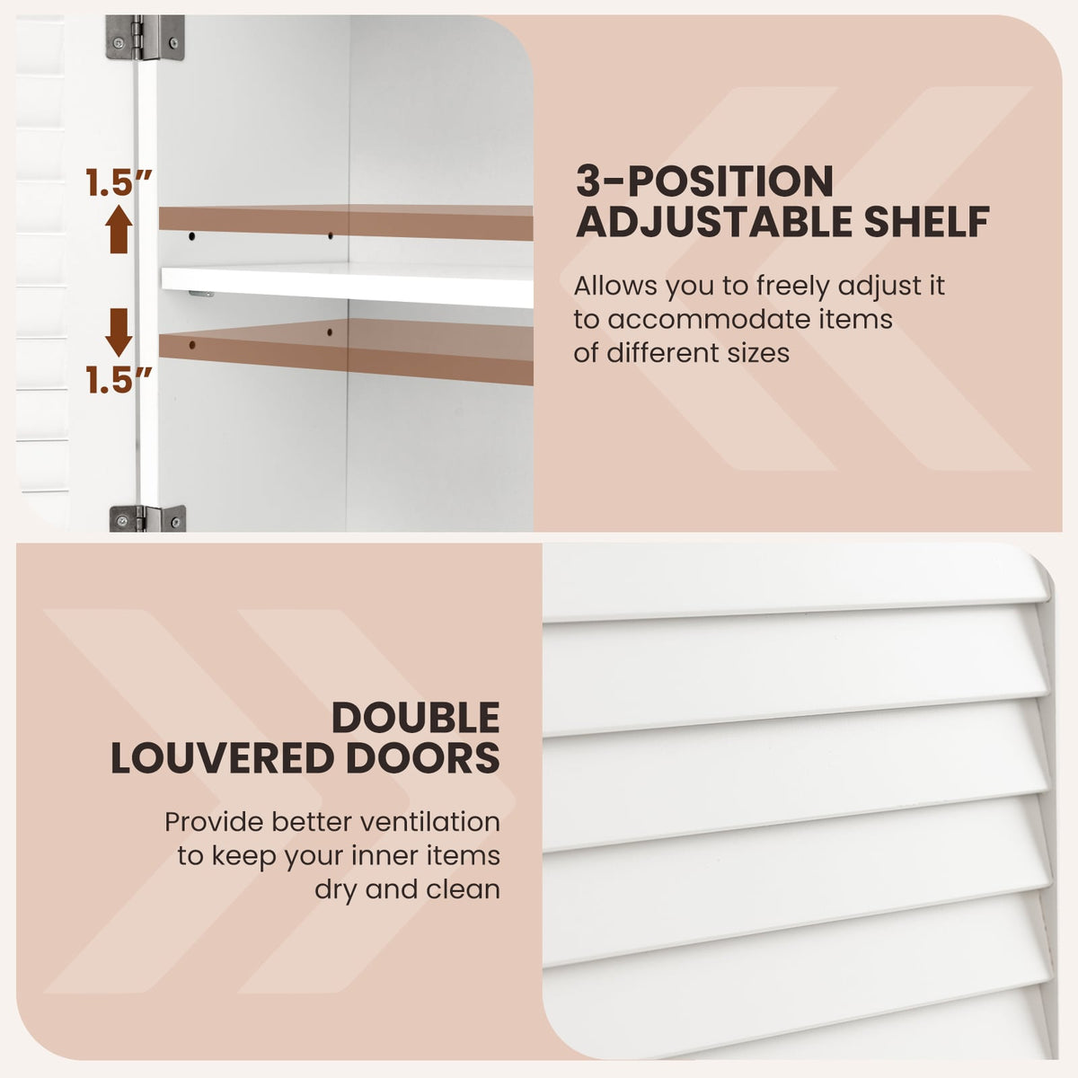 2-Door Bathroom Wall Cabinet with Towel Bar - White 23" x 30"-Wall Cabinets-DECOROLALA