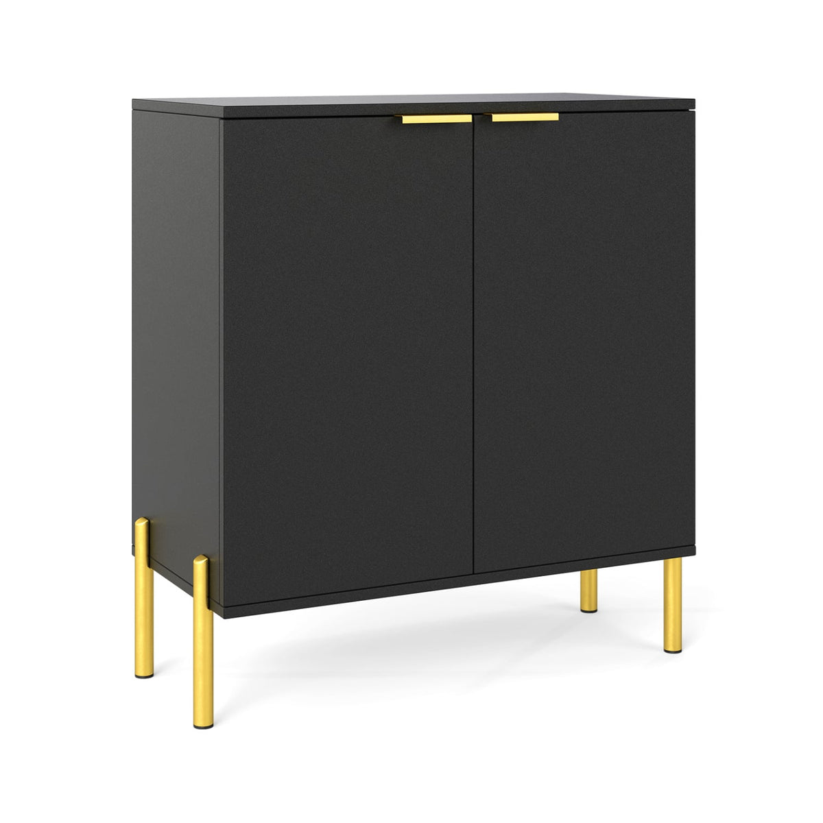 2-Door Buffet Cabinet Sideboard with Shelf and Metal Legs-Black-Sideboards & Buffets-DECOROLALA