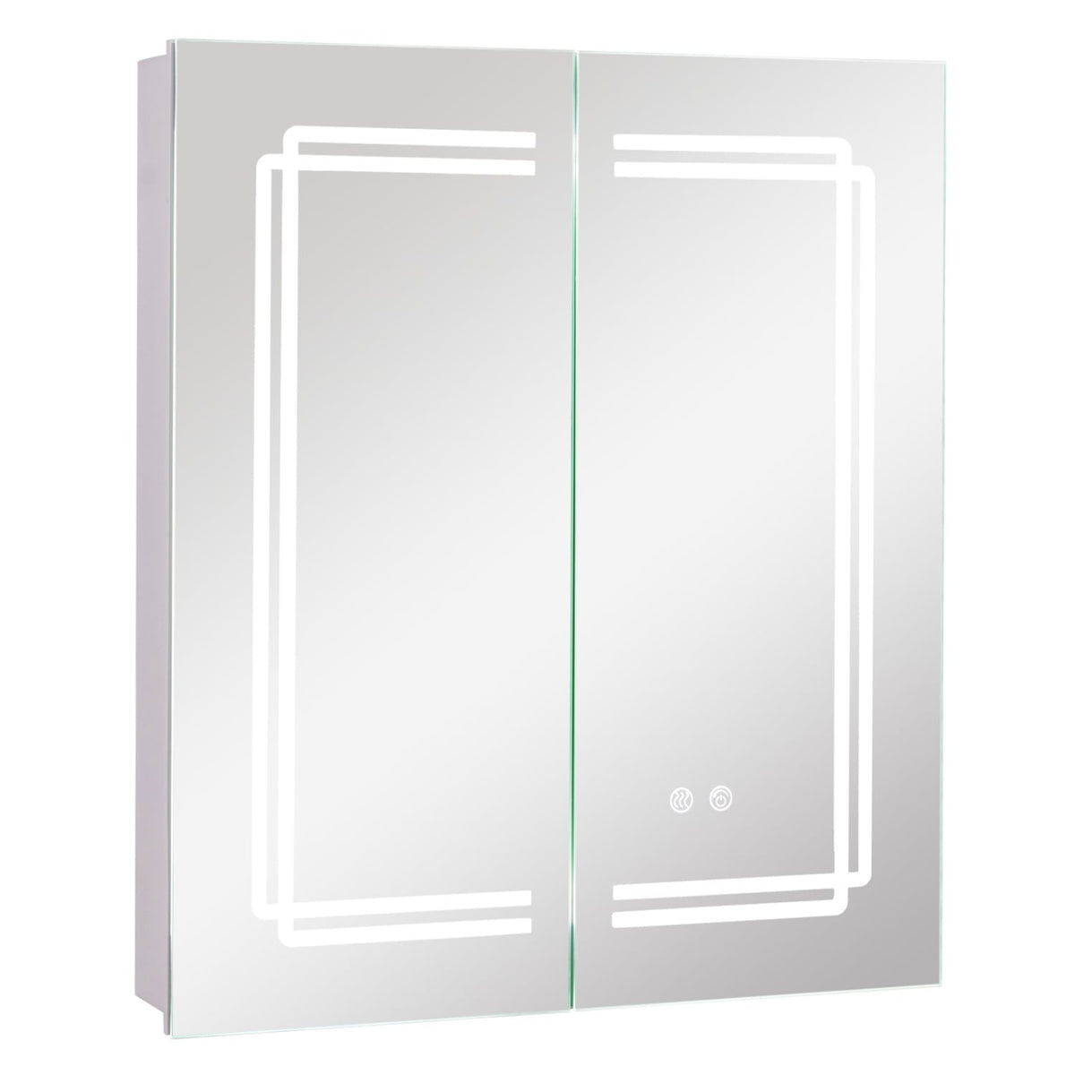 2-Door LED Bathroom Mirror Medicine Cabinet - 24" x 28" White-Wall Cabinets-DECOROLALA
