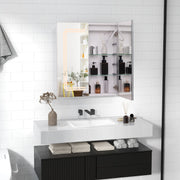 2-Door LED Bathroom Mirror Medicine Cabinet - 24" x 28" White-Wall Cabinets-DECOROLALA
