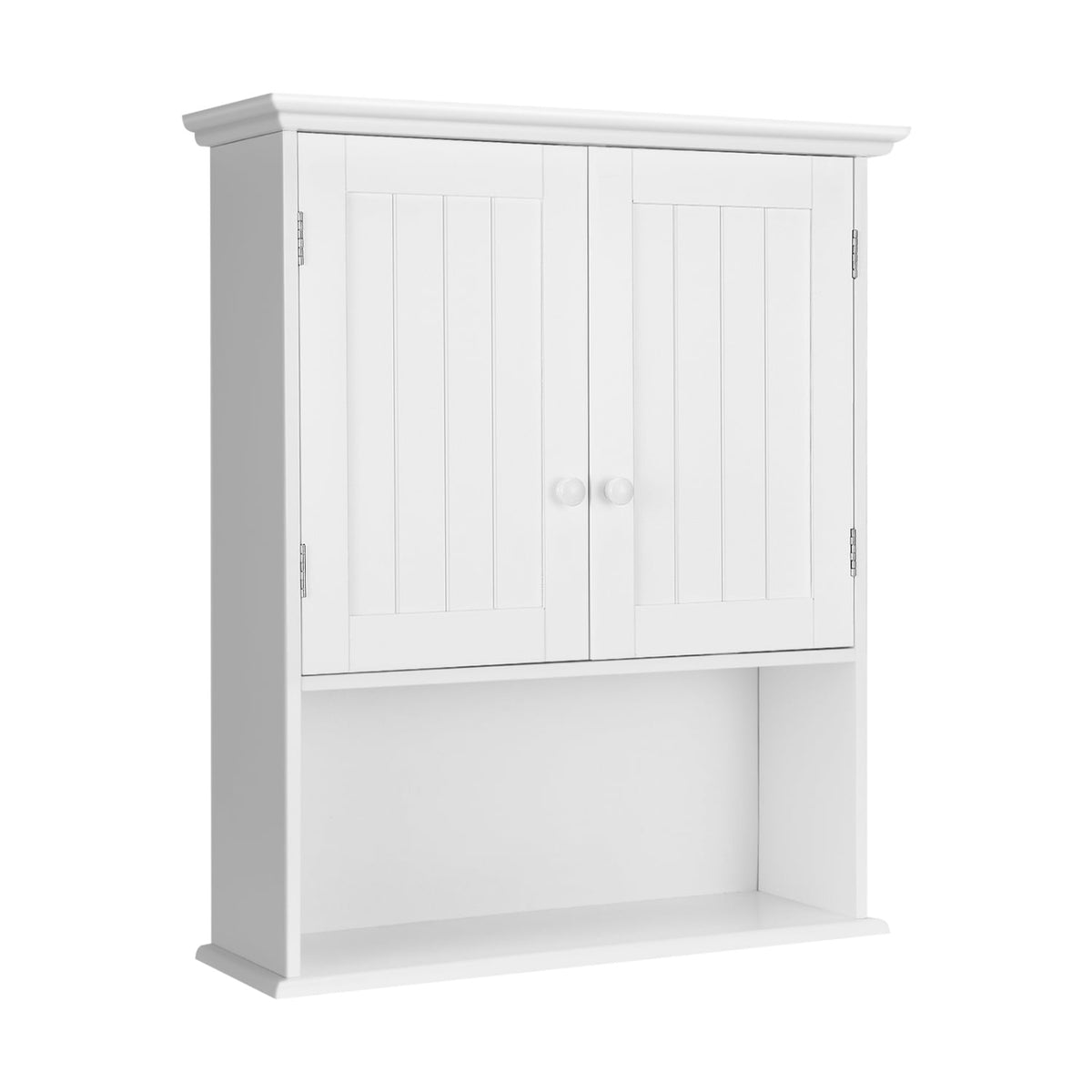 2-Door Wall Mount Bathroom Cabinet - White MDF Storage Shelf-Bathroom Wall Cabinets-DECOROLALA