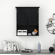 2-Door Wall Mount Bathroom Storage Cabinet - Black MDF 23.5"-Wall Cabinets-DECOROLALA