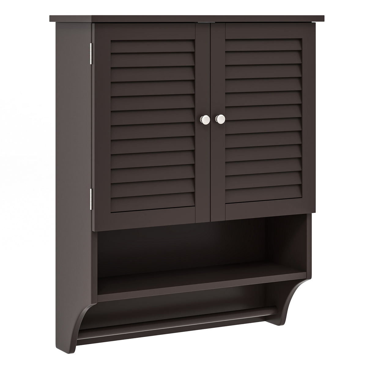2-Door Wall-Mounted Bathroom Medicine Cabinet - Brown 23" x 30"-Bathroom Wall Cabinets-DECOROLALA