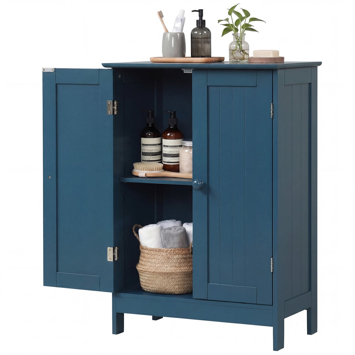 2-Door Wooden Bathroom Cabinet - Green 23.5" x 14" x 34"-Floor Cabinets-DECOROLALA