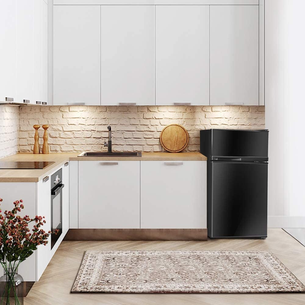 2 Doors Cold-rolled Sheet Compact Refrigerator-Black-Refrigerators-DECOROLALA