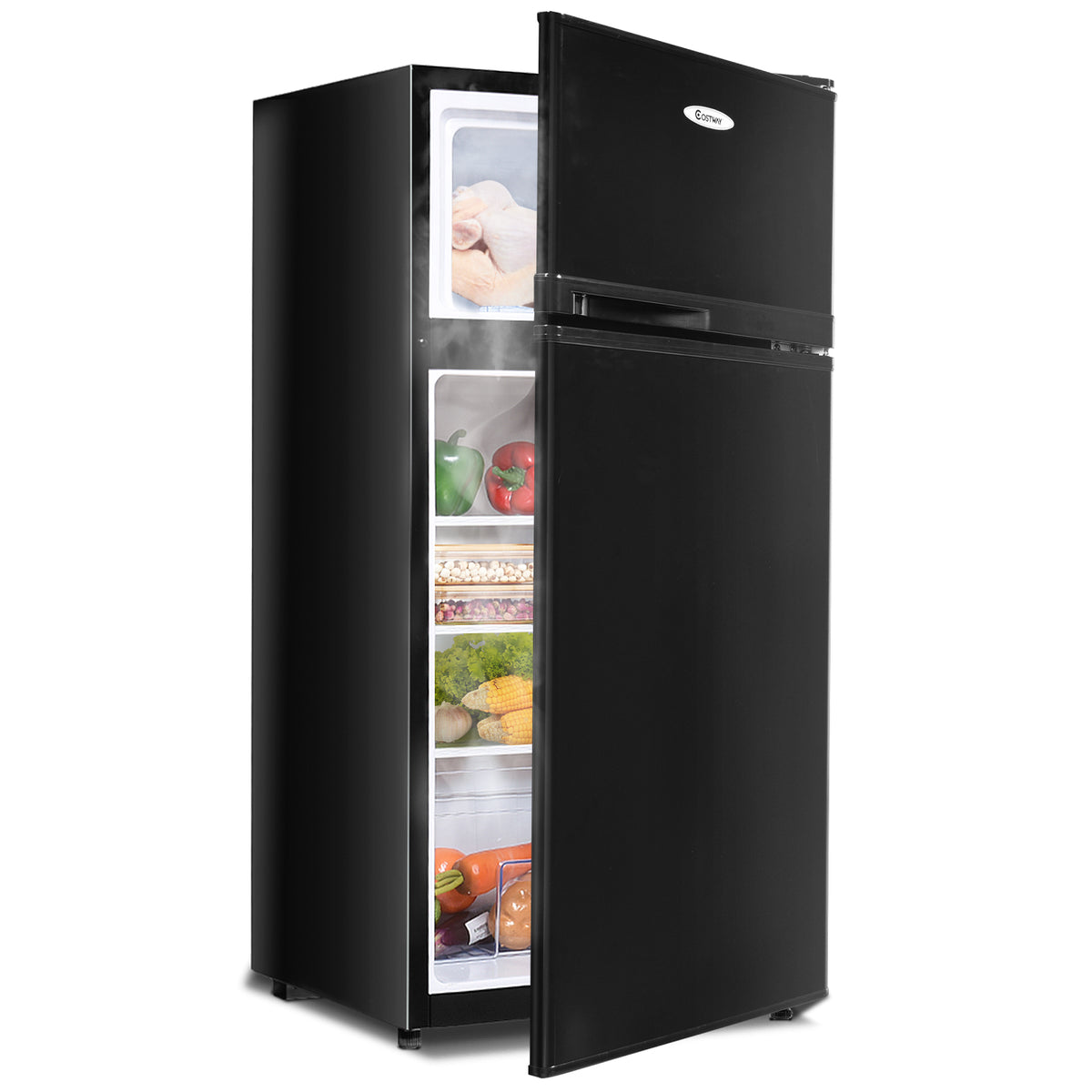 2 Doors Cold-rolled Sheet Compact Refrigerator-Black-Refrigerators-DECOROLALA