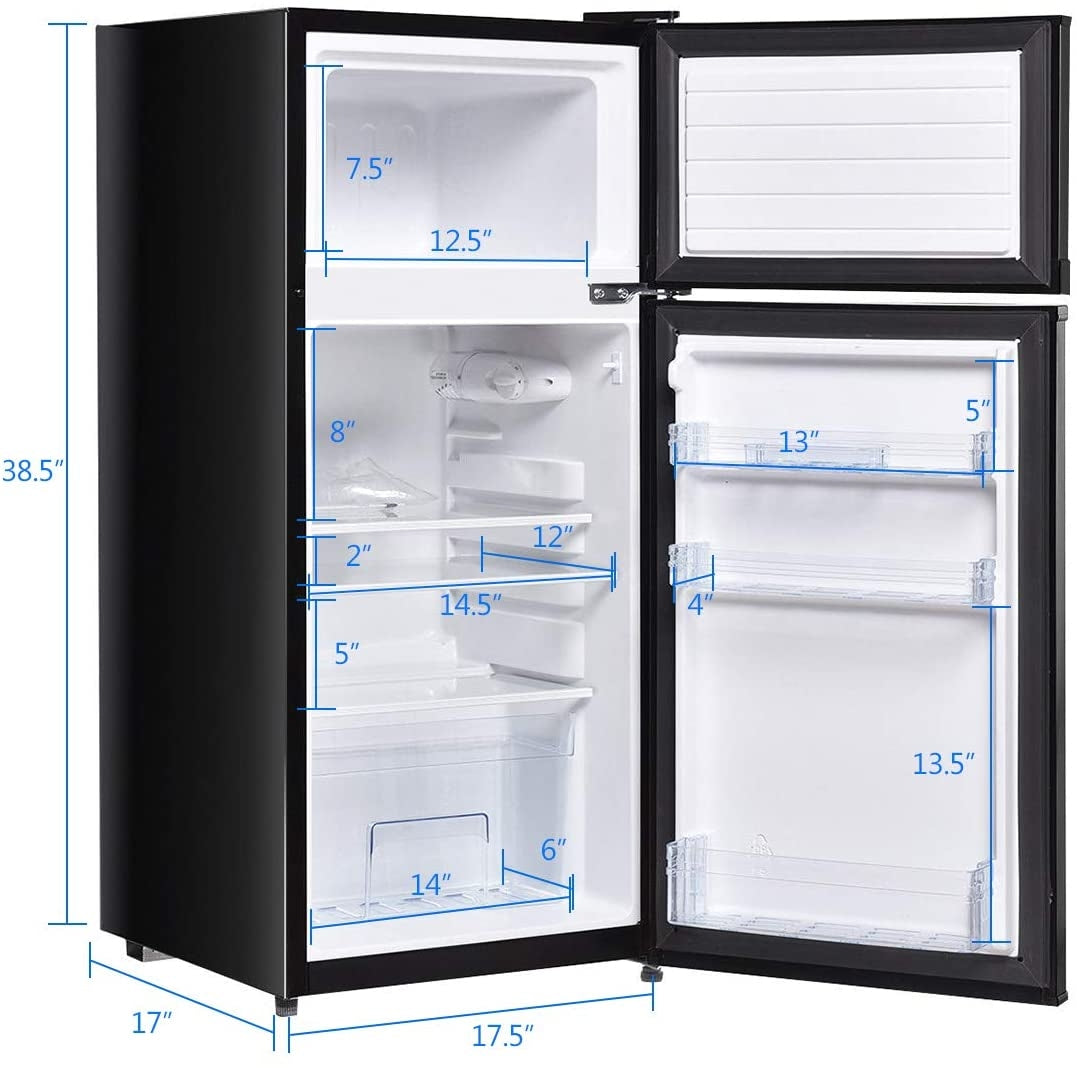 2 Doors Cold-rolled Sheet Compact Refrigerator-Black-Refrigerators-DECOROLALA