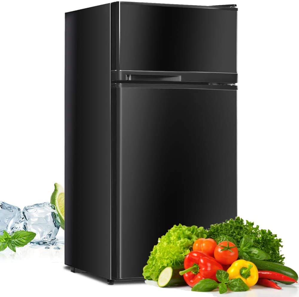 2 Doors Cold-rolled Sheet Compact Refrigerator-Black-Refrigerators-DECOROLALA