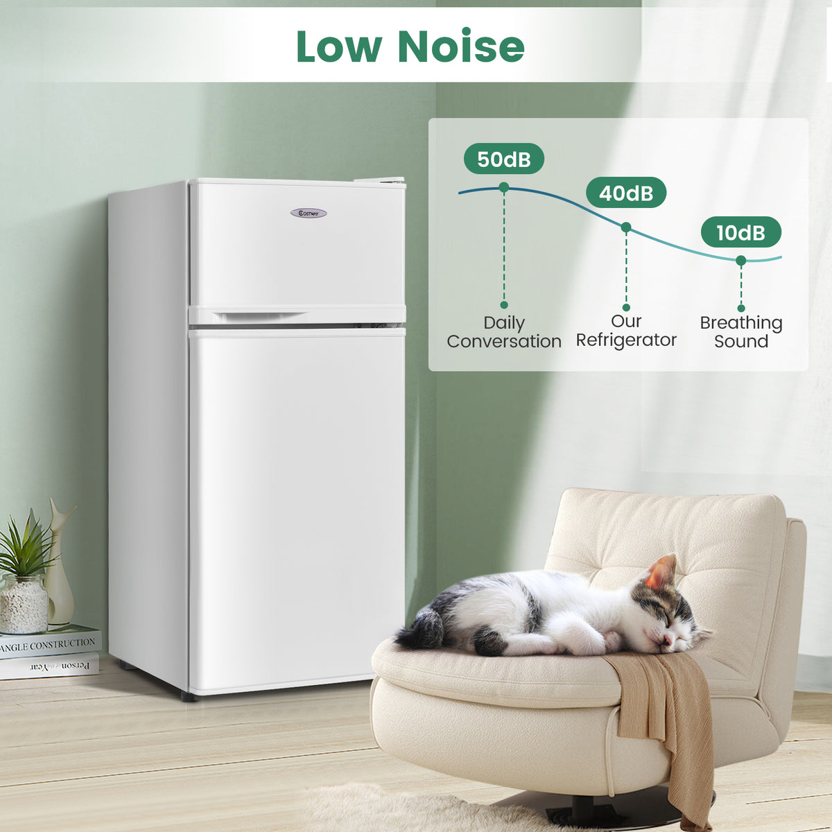 2 Doors Cold-rolled Sheet Compact Refrigerator-White-Refrigerators-DECOROLALA