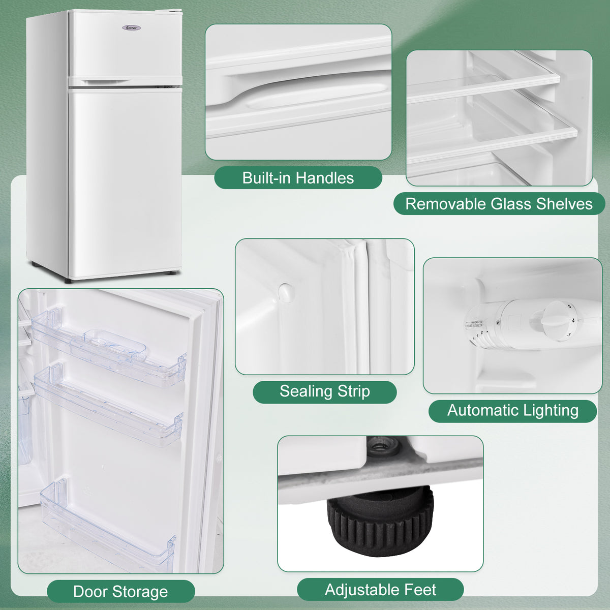 2 Doors Cold-rolled Sheet Compact Refrigerator-White-Refrigerators-DECOROLALA