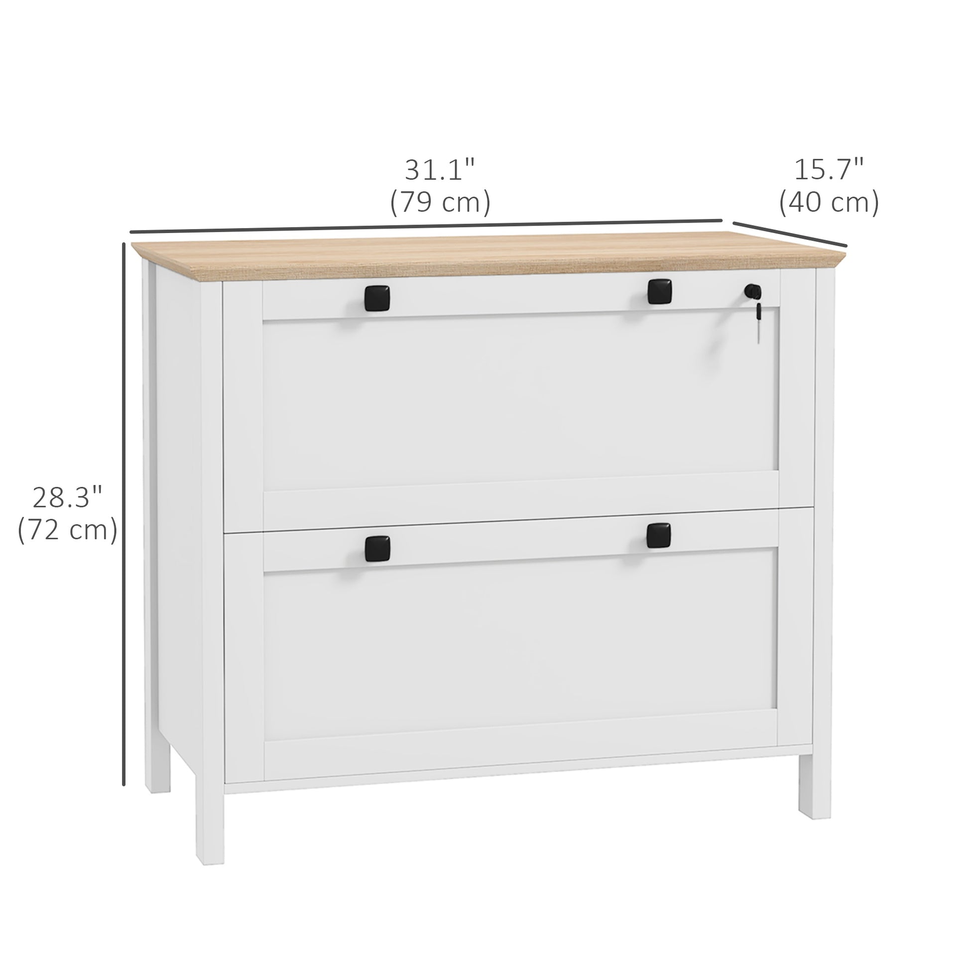 2 Drawer File Cabinet, Lockable Filing Cabinet with Adjustable Hanging Bar for Letter, A4 and Legal Size, White-Office Products > Office Furniture > Office Cabinets & Cupboards-DECOROLALA