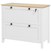 2 Drawer File Cabinet, Lockable Filing Cabinet with Adjustable Hanging Bar for Letter, A4 and Legal Size, White-Office Products > Office Furniture > Office Cabinets & Cupboards-DECOROLALA
