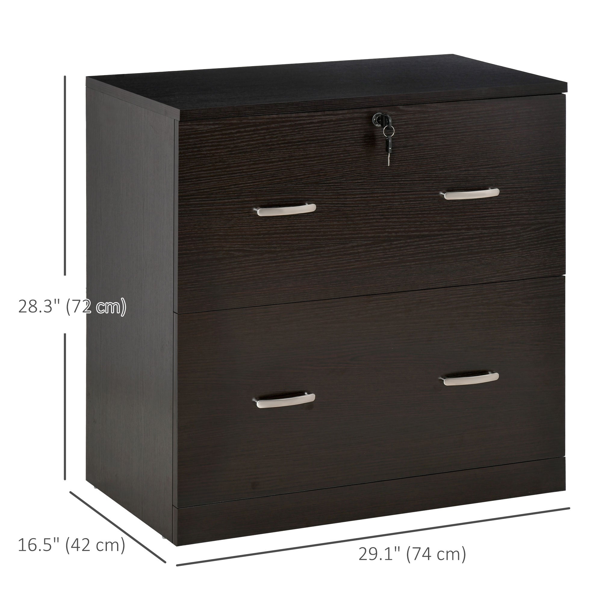 2-Drawer File Cabinet with Lock - Espresso Letter Size-Office Products > Office Furniture > Office Cabinets & Cupboards-DECOROLALA