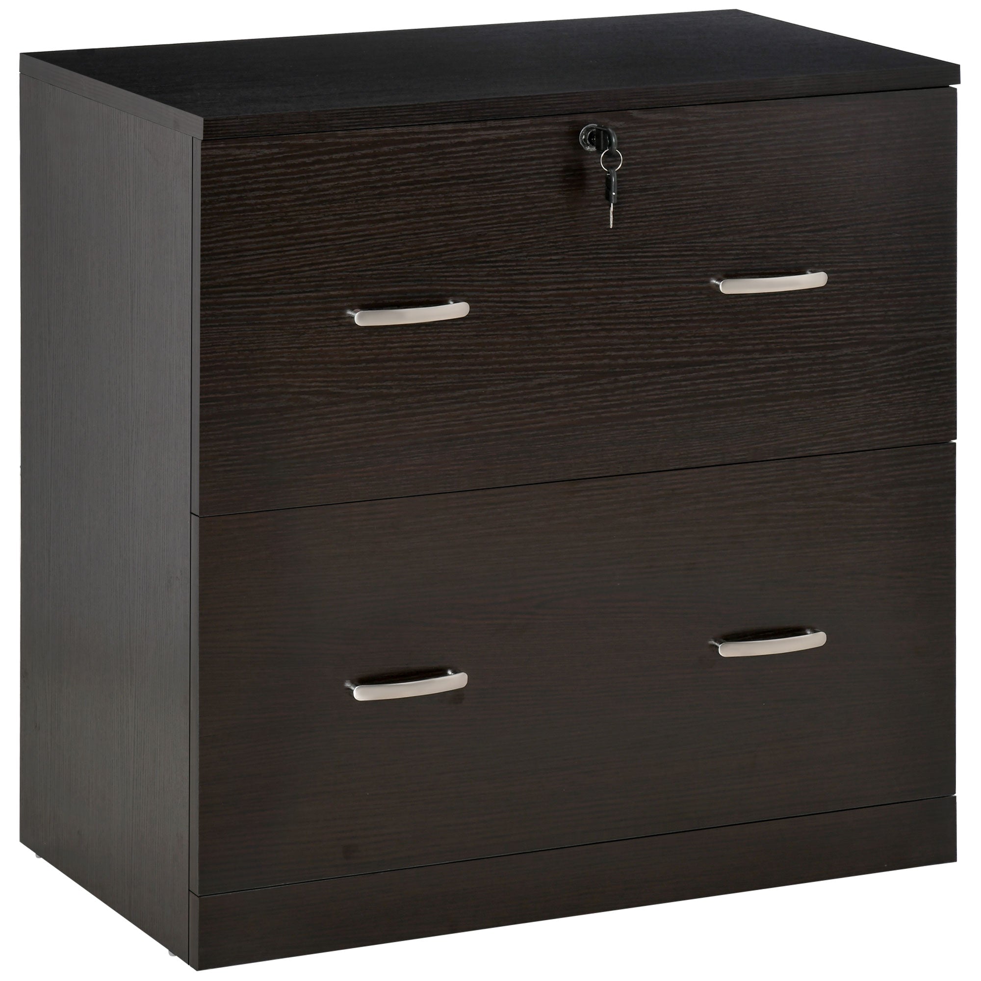2-Drawer File Cabinet with Lock - Espresso Letter Size-Office Products > Office Furniture > Office Cabinets & Cupboards-DECOROLALA