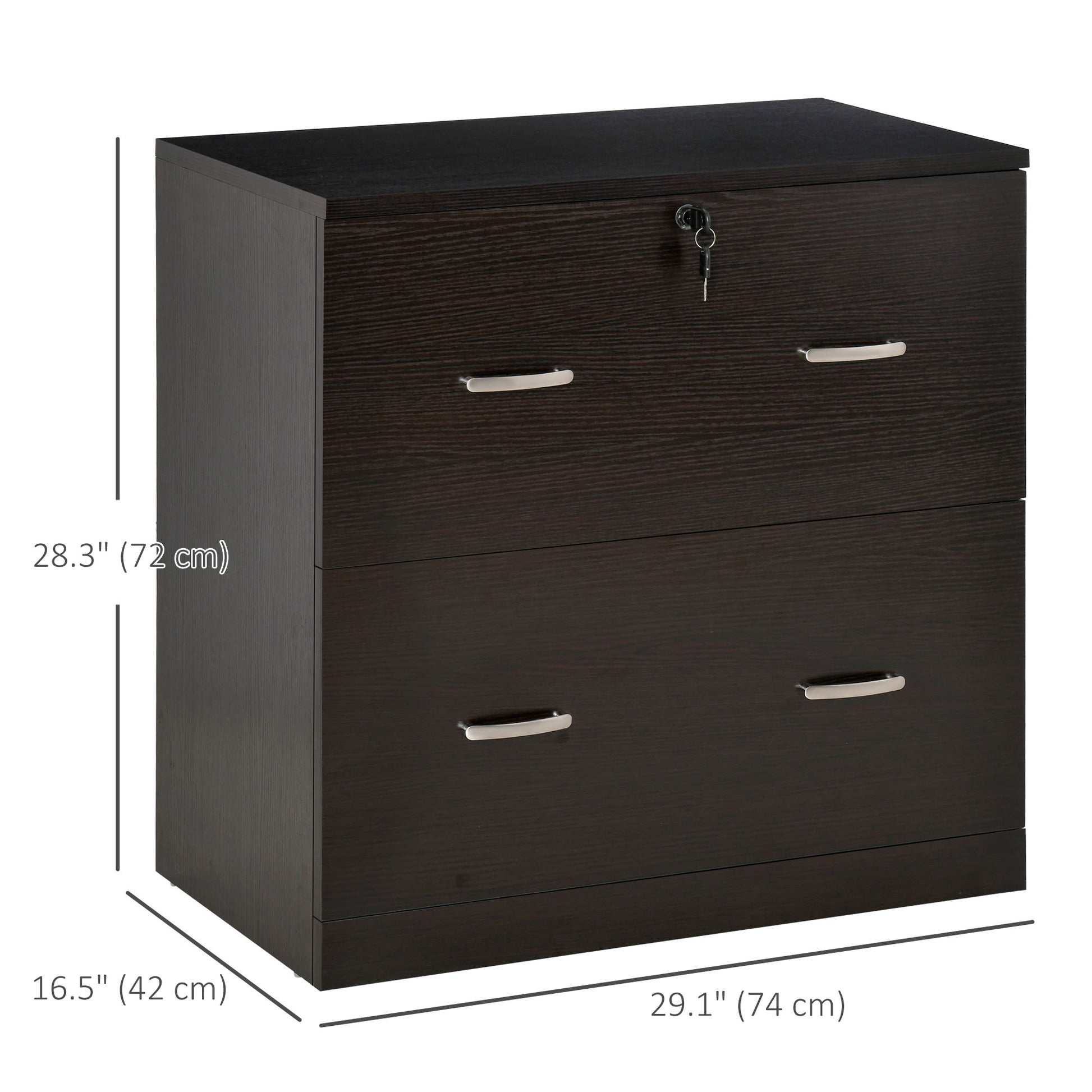 2 Drawer File Cabinet with Lock, Office Filing Cabinet, Hanging Bar for Letter Size, Home Office, Espresso-Office Products > Office Furniture > Office Cabinets & Cupboards-DECOROLALA