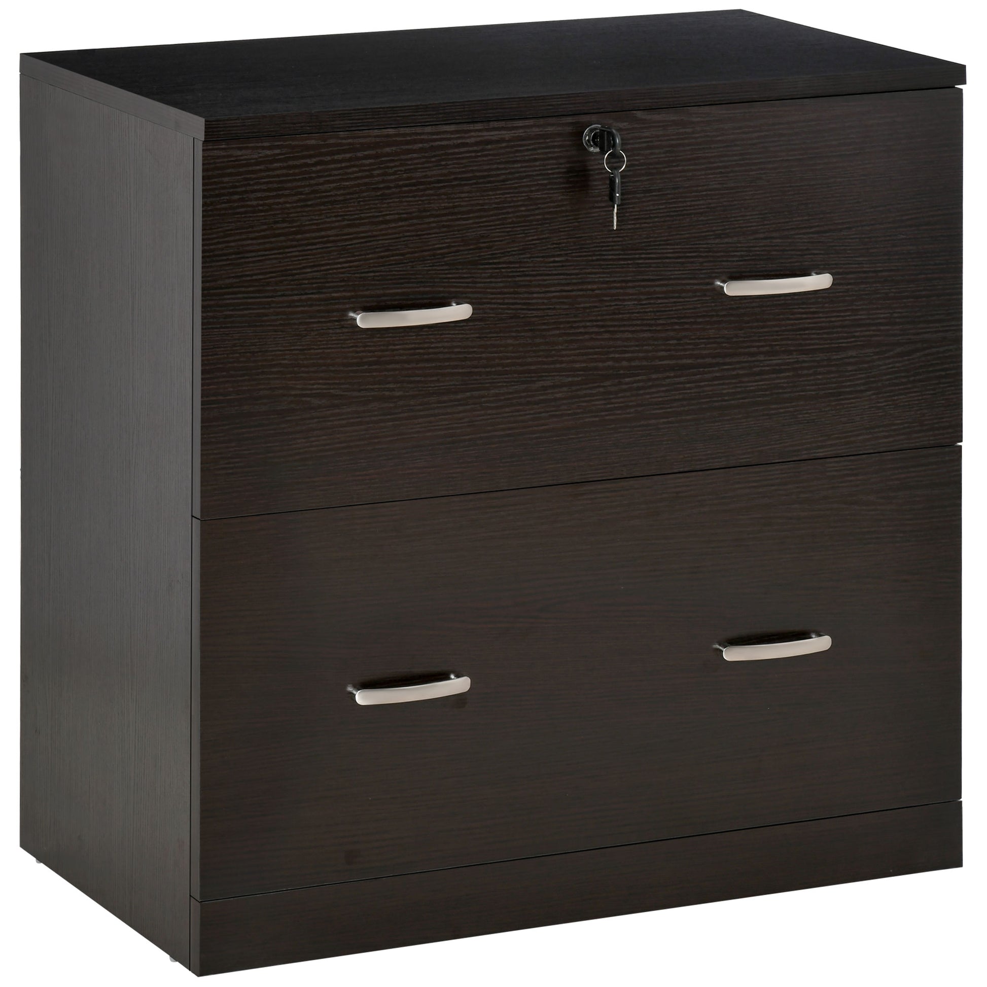 2 Drawer File Cabinet with Lock, Office Filing Cabinet, Hanging Bar for Letter Size, Home Office, Espresso-Office Products > Office Furniture > Office Cabinets & Cupboards-DECOROLALA