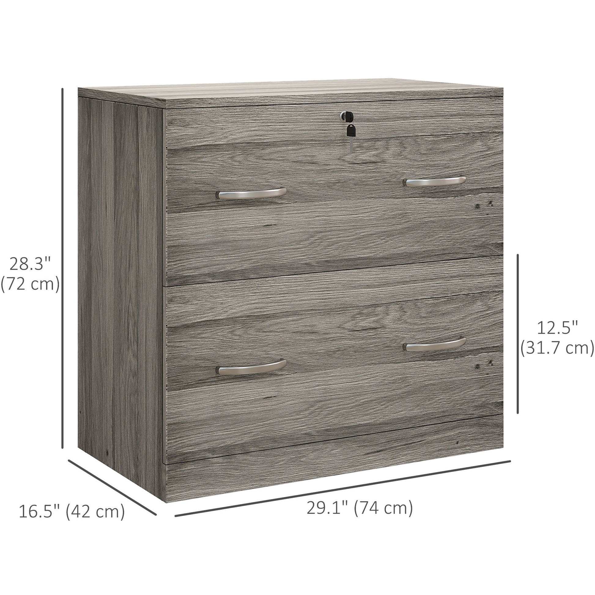 2 Drawer File Cabinet with Lock, Office Filing Cabinet, Hanging Bar for Letter Size, Home Office, Grey-Office Products > Office Furniture > Office Cabinets & Cupboards-DECOROLALA