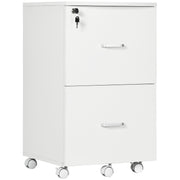 2 Drawer File Cabinet with Lock, Small Rolling Filing Cabinet for A4, Letter-Size Documents, Printer Stand for Home Office, 17" x 17.75" x 28.25", White-Office Products > Office Furniture > Office Cabinets & Cupboards-DECOROLALA