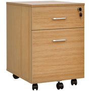 2 Drawer File Cabinet with Lock and Keys, Mobile Vertical Filing Cabinet with Wheels and Drawers, Home Office Cabinet, Natural-Office Products > Office Furniture > Office Cabinets & Cupboards-DECOROLALA