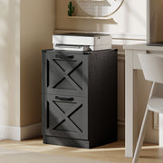 2 Drawer File Cabinet with Silent Slides, Vertical Farmhouse Filing Cabinet Fits Letter/A4 Size Home Office, Black-Office Storage Cabinets-DECOROLALA