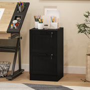 2 Drawer Filing Cabinet with Lock, Office Storage Cabinet with Adjustable Hanging Bars for A4 Letter Size Files, Black-Office Storage Cabinets-DECOROLALA