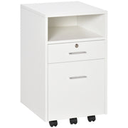 2 Drawer Filing Cabinet with Lock, Vertical File Cabinet with Wheels, Mobile Office Cabinet for A4, Letter Size, White-Office Products > Office Furniture > Office Cabinets & Cupboards-DECOROLALA