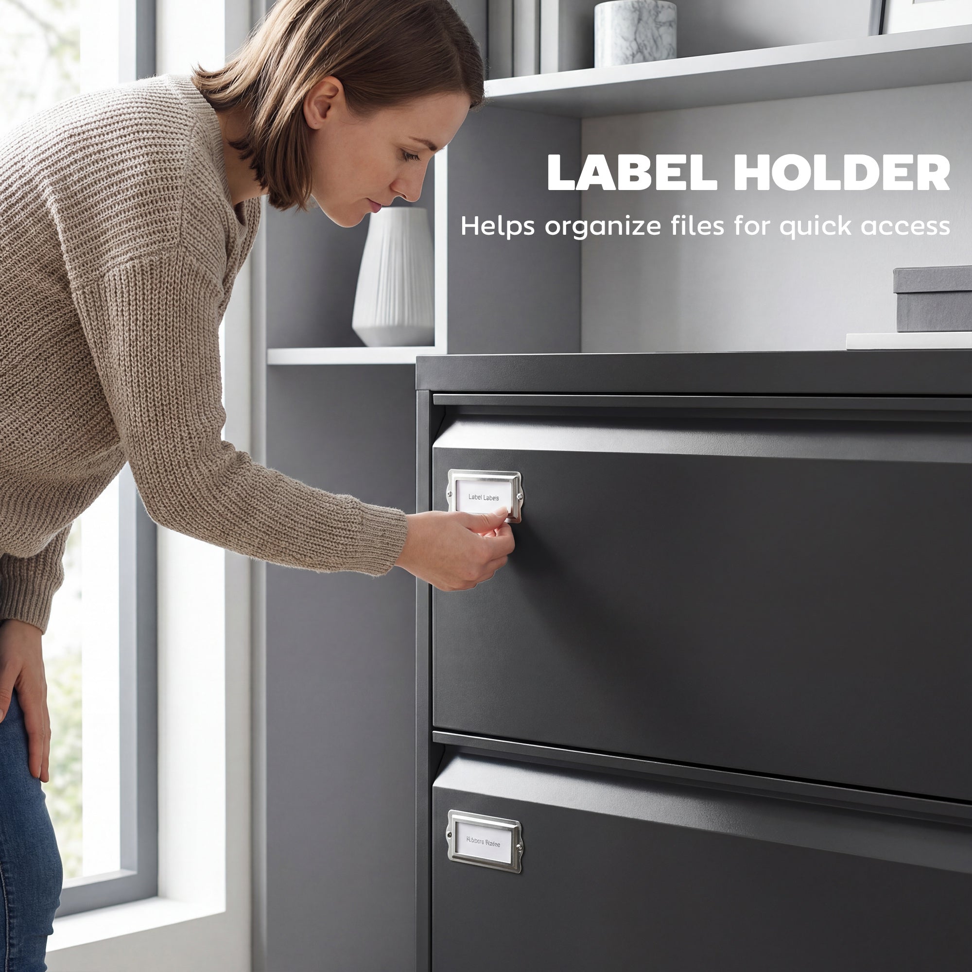 2-Drawer Lateral Filing Cabinet - Lockable Black Steel-DECOROLALA