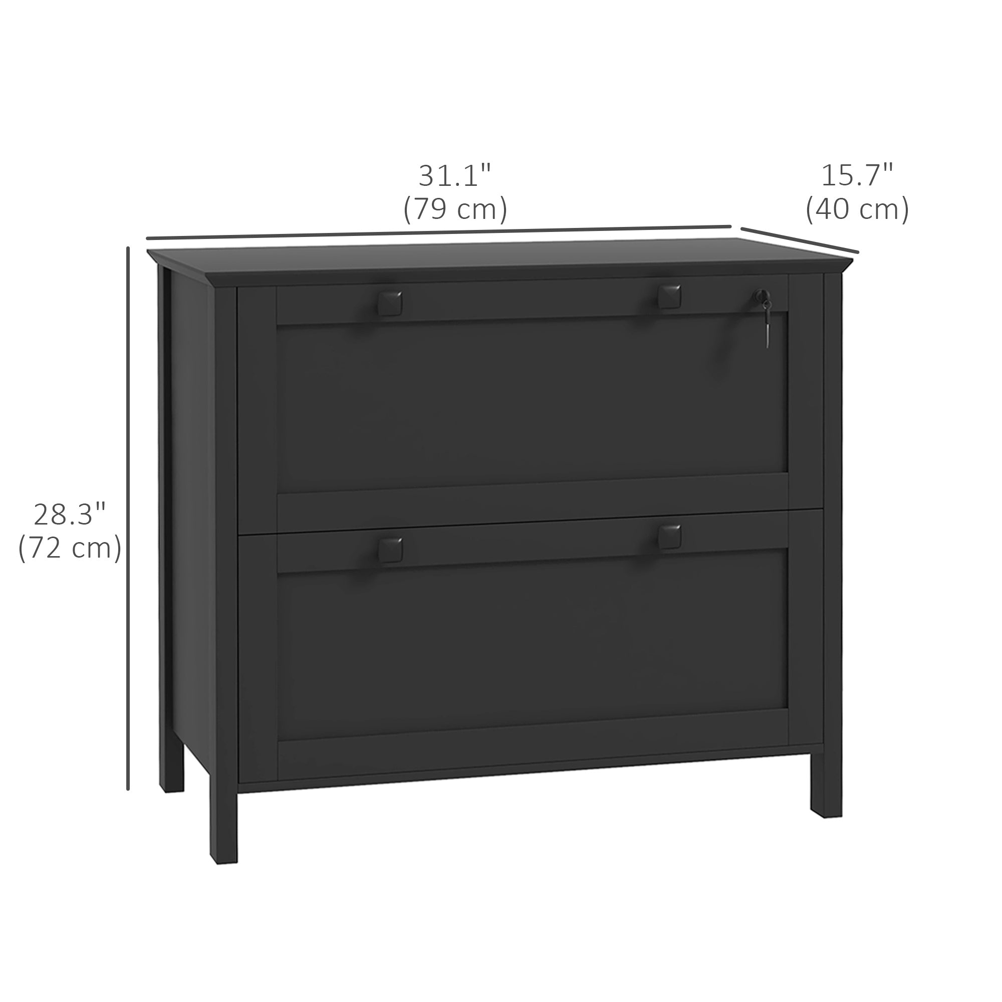 2-Drawer Lockable File Cabinet - Black 31" Wide-Office Products > Office Furniture > Office Cabinets & Cupboards-DECOROLALA