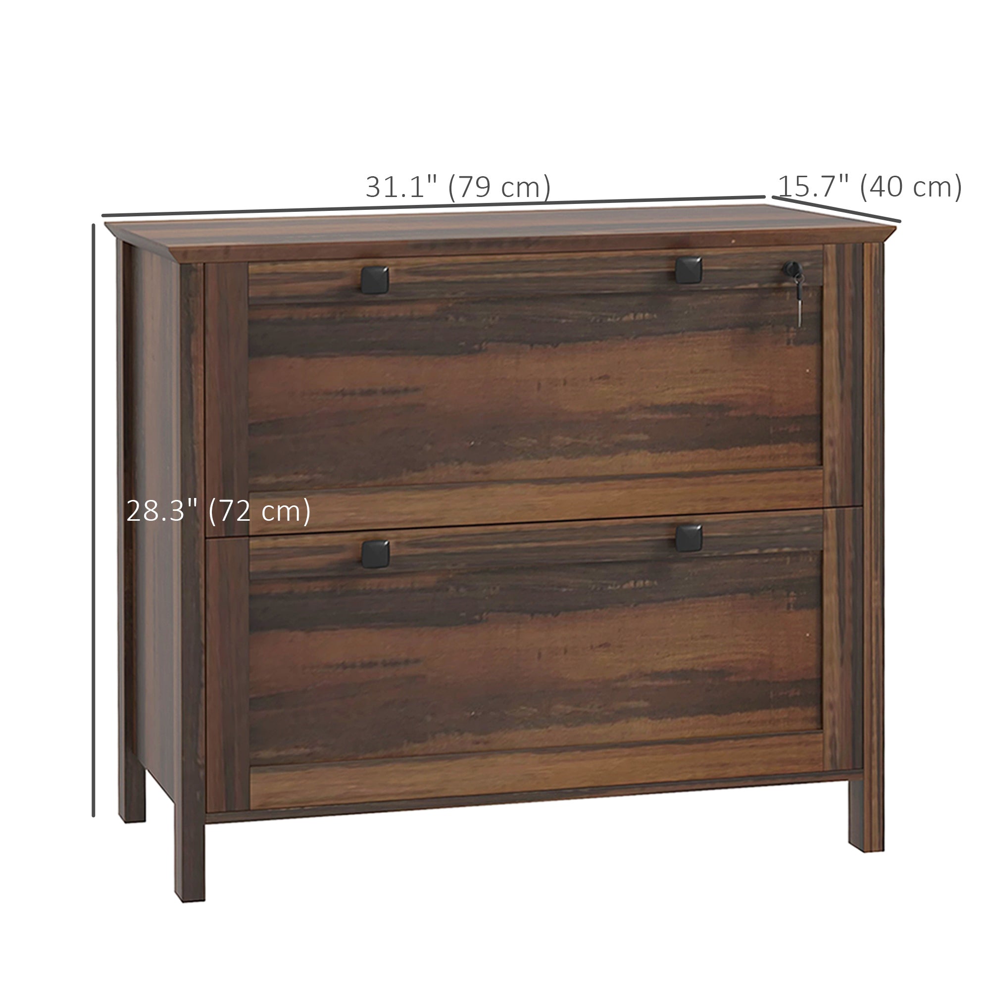 2-Drawer Lockable File Cabinet - Brown Particleboard-Office Products > Office Furniture > Office Cabinets & Cupboards-DECOROLALA