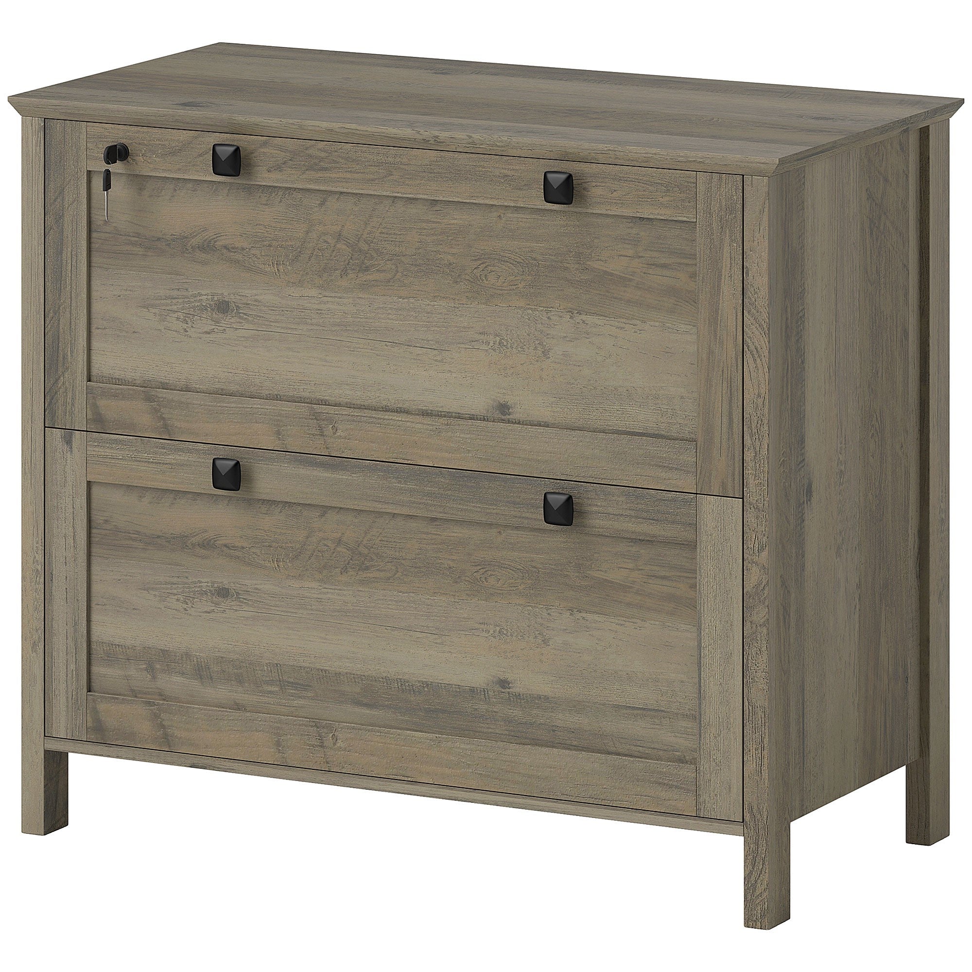 2-Drawer Lockable File Cabinet - Weathered Grey Oak-Office Products > Office Furniture > Office Cabinets & Cupboards-DECOROLALA