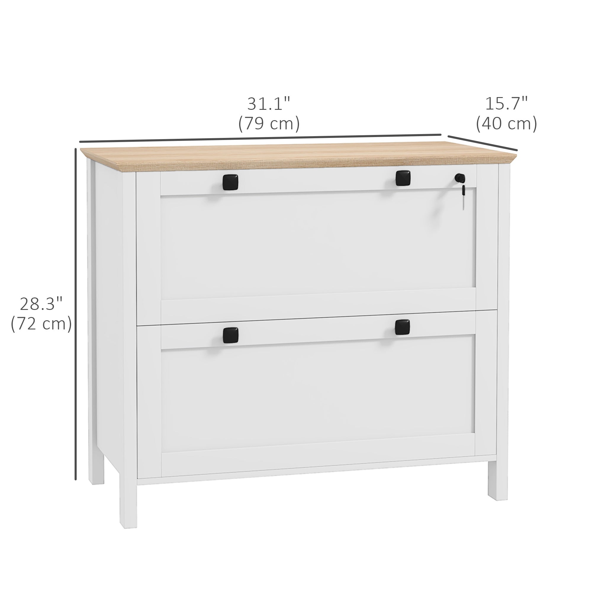 2-Drawer Lockable File Cabinet - White Particleboard-Office Products > Office Furniture > Office Cabinets & Cupboards-DECOROLALA