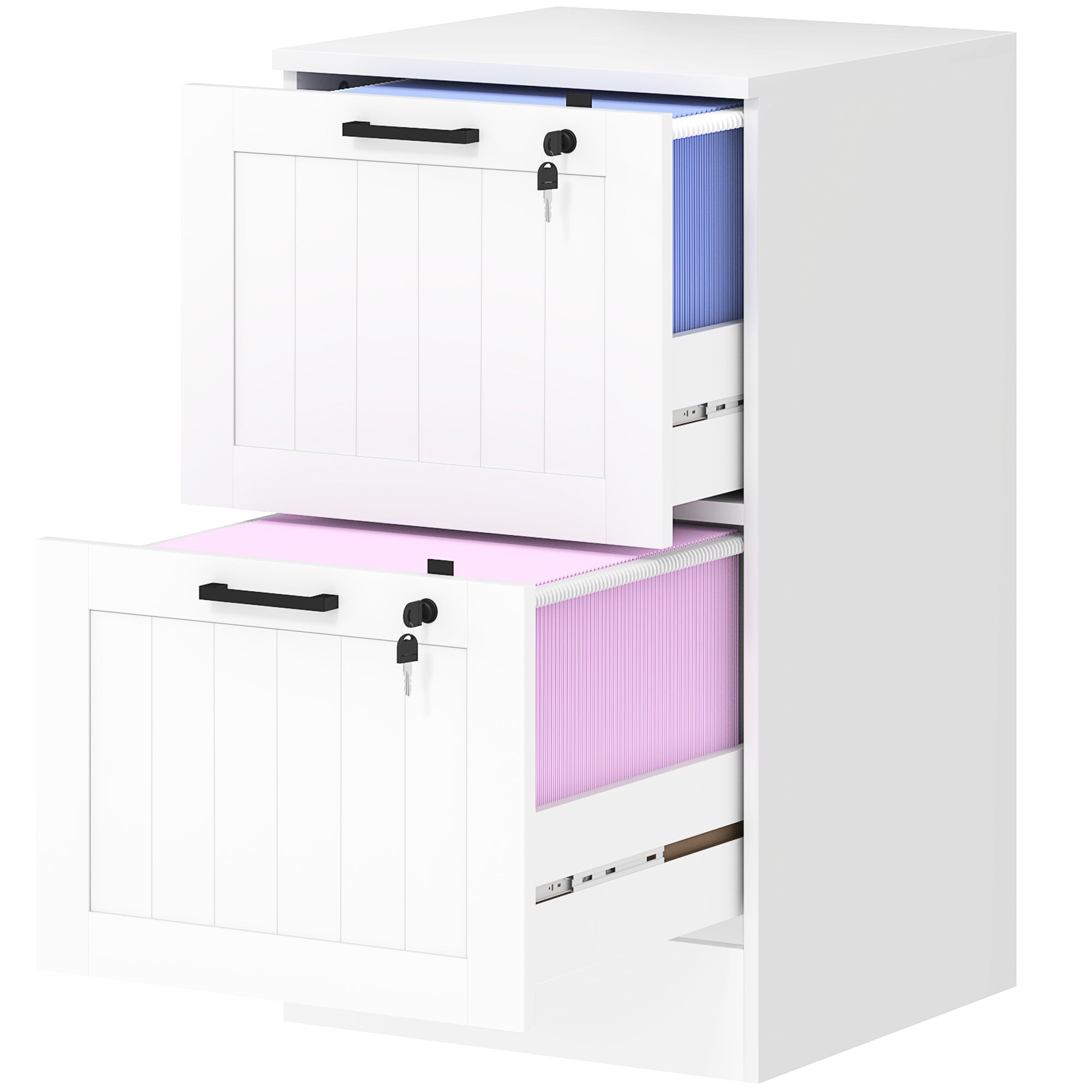 2-Drawer Locking File Cabinet - White MDF 28" H-Office Products > Office Furniture > Office Cabinets & Cupboards-DECOROLALA