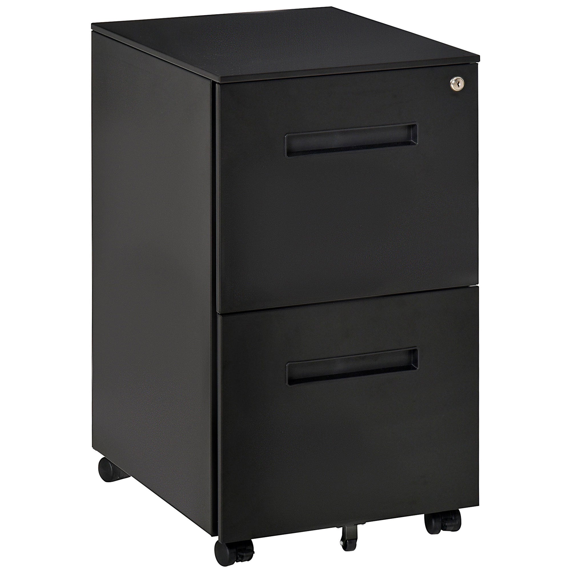 2-Drawer Mobile File Cabinet - Black Steel Lockable 26" H-Office Products > Office Furniture > Office Cabinets & Cupboards-DECOROLALA