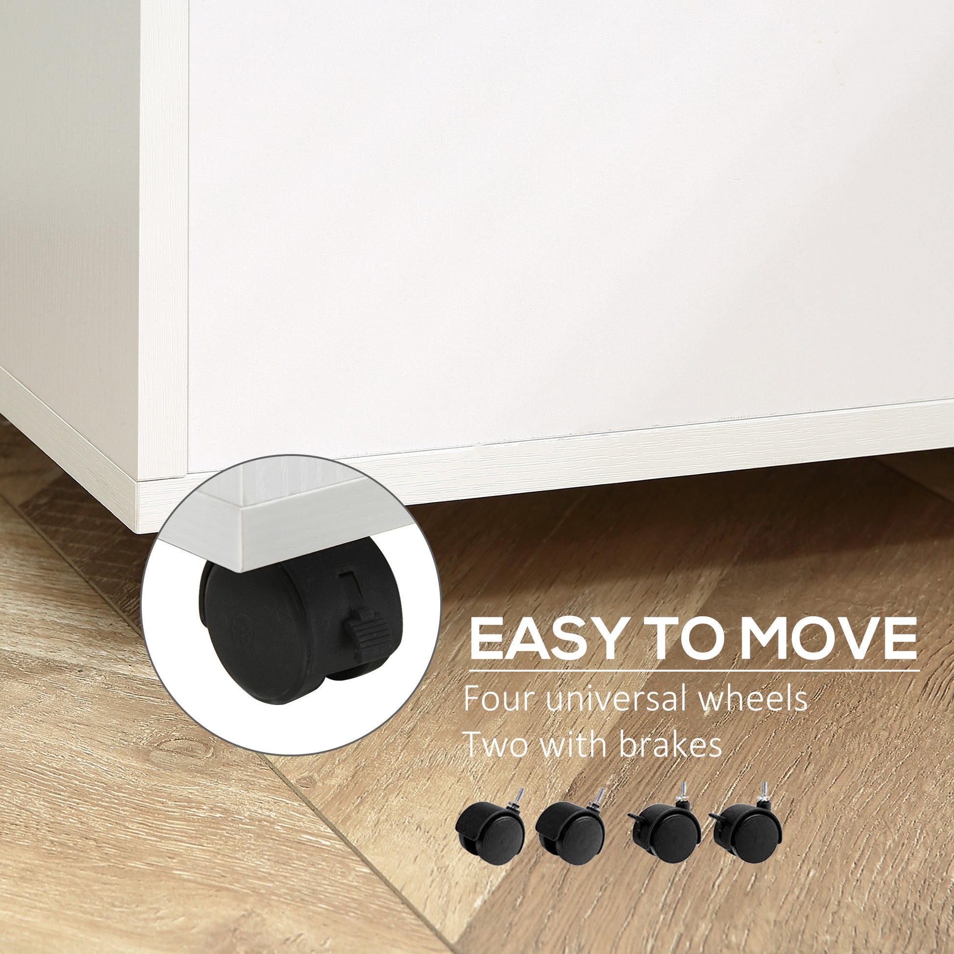 2-Drawer Mobile File Cabinet with Lock - White-Office Products > Office Furniture > Office Cabinets & Cupboards-DECOROLALA