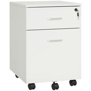 2-Drawer Mobile File Cabinet with Lock - White-Office Products > Office Furniture > Office Cabinets & Cupboards-DECOROLALA