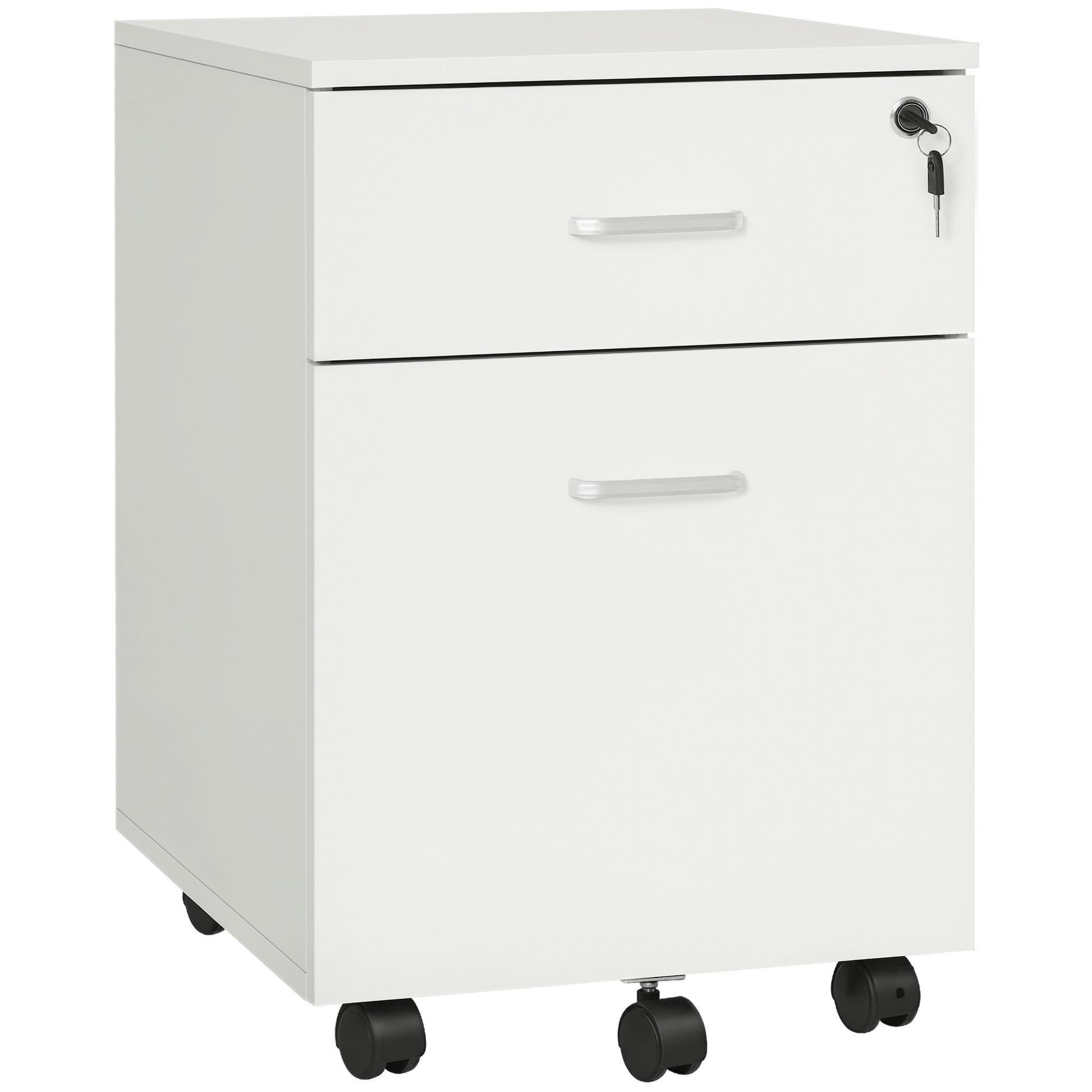 2-Drawer Mobile File Cabinet with Lock - White-Office Products > Office Furniture > Office Cabinets & Cupboards-DECOROLALA