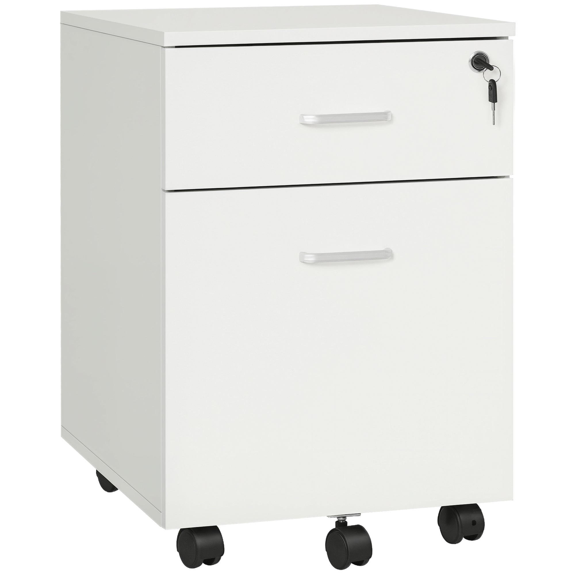 2-Drawer Mobile File Cabinet with Lock - White-Office Products > Office Furniture > Office Cabinets & Cupboards-DECOROLALA
