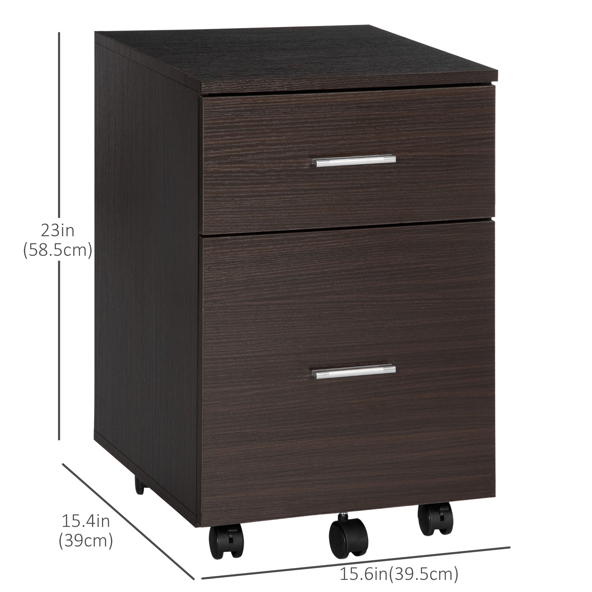 2-Drawer Mobile Filing Cabinet - Brown Vertical File Unit-Office Products > Office Furniture > Office Cabinets & Cupboards-DECOROLALA