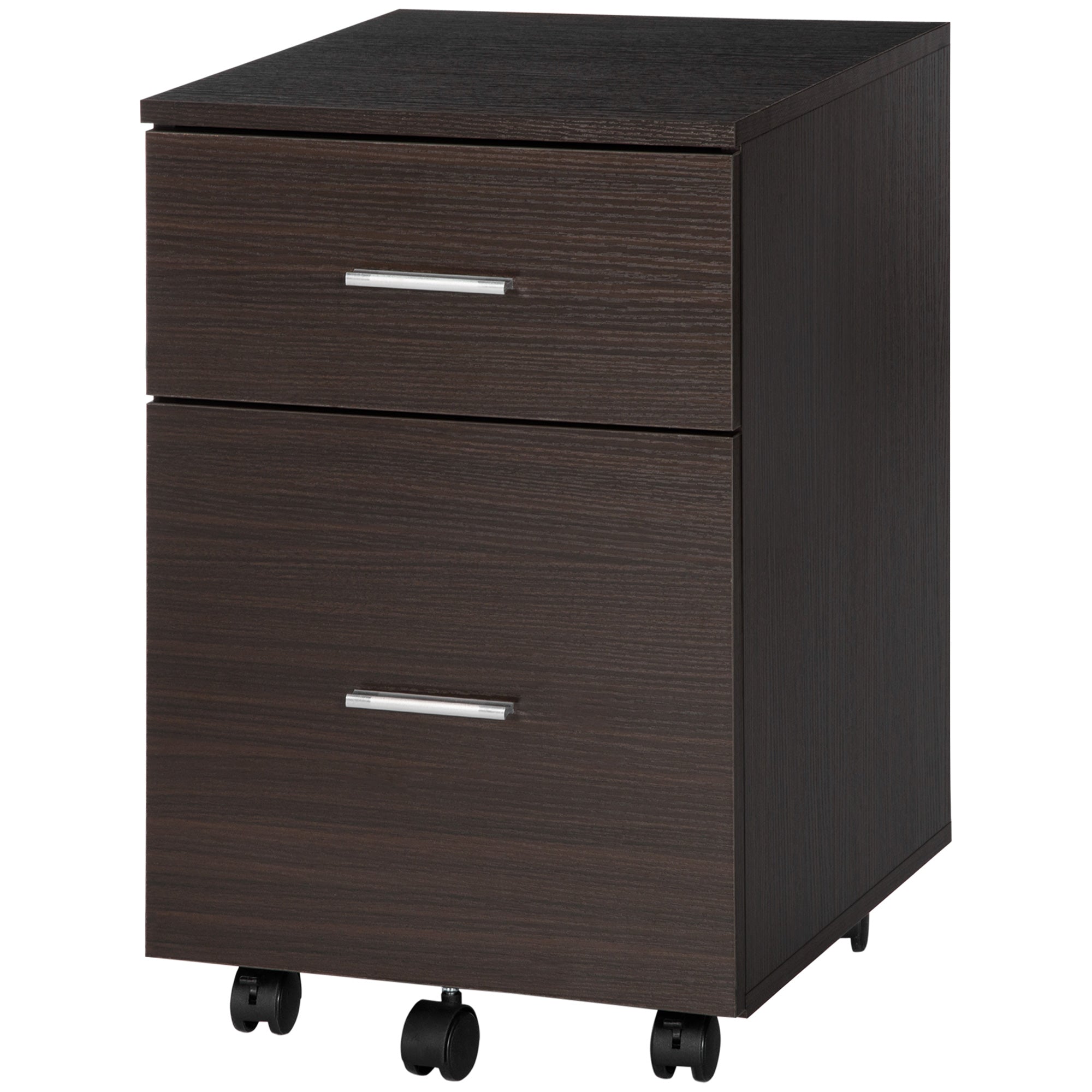 2-Drawer Mobile Filing Cabinet - Brown Vertical File Unit-Office Products > Office Furniture > Office Cabinets & Cupboards-DECOROLALA