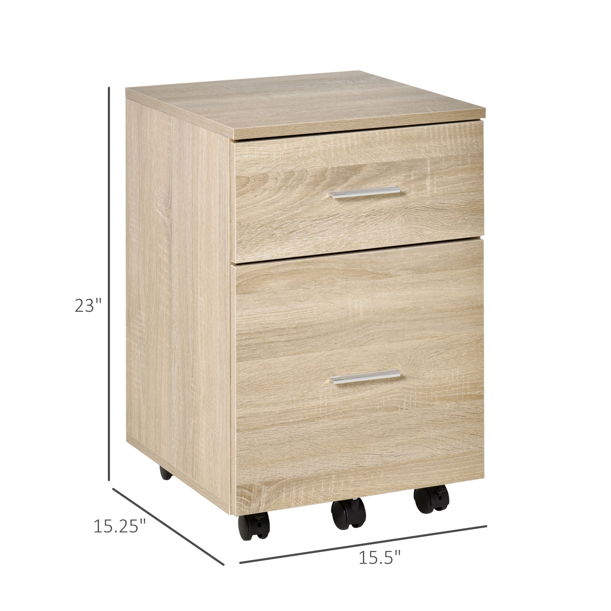 2-Drawer Mobile Filing Cabinet - Natural Wood Grain-Office Products > Office Furniture > Office Cabinets & Cupboards-DECOROLALA