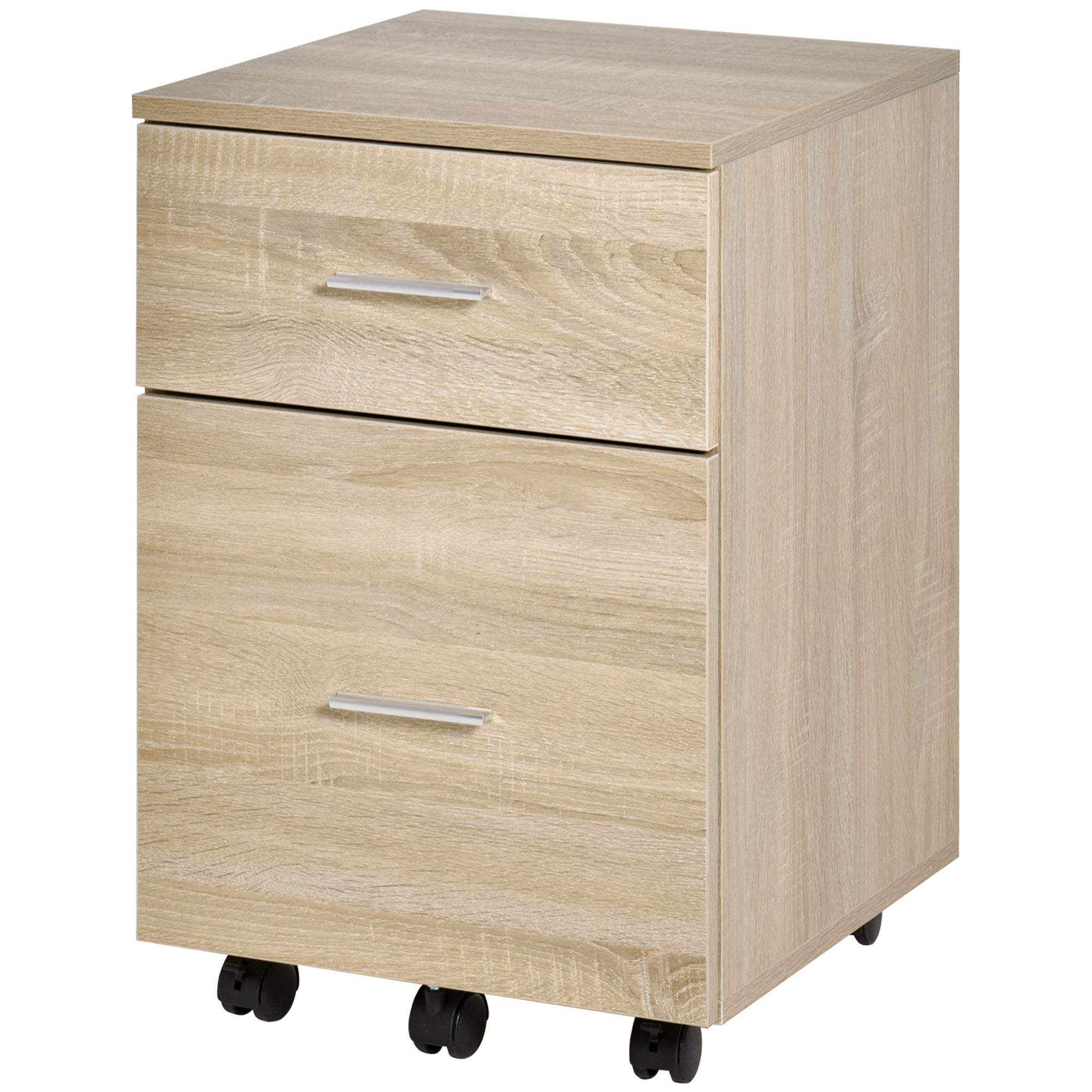 2-Drawer Mobile Filing Cabinet - Natural Wood Grain-Office Products > Office Furniture > Office Cabinets & Cupboards-DECOROLALA