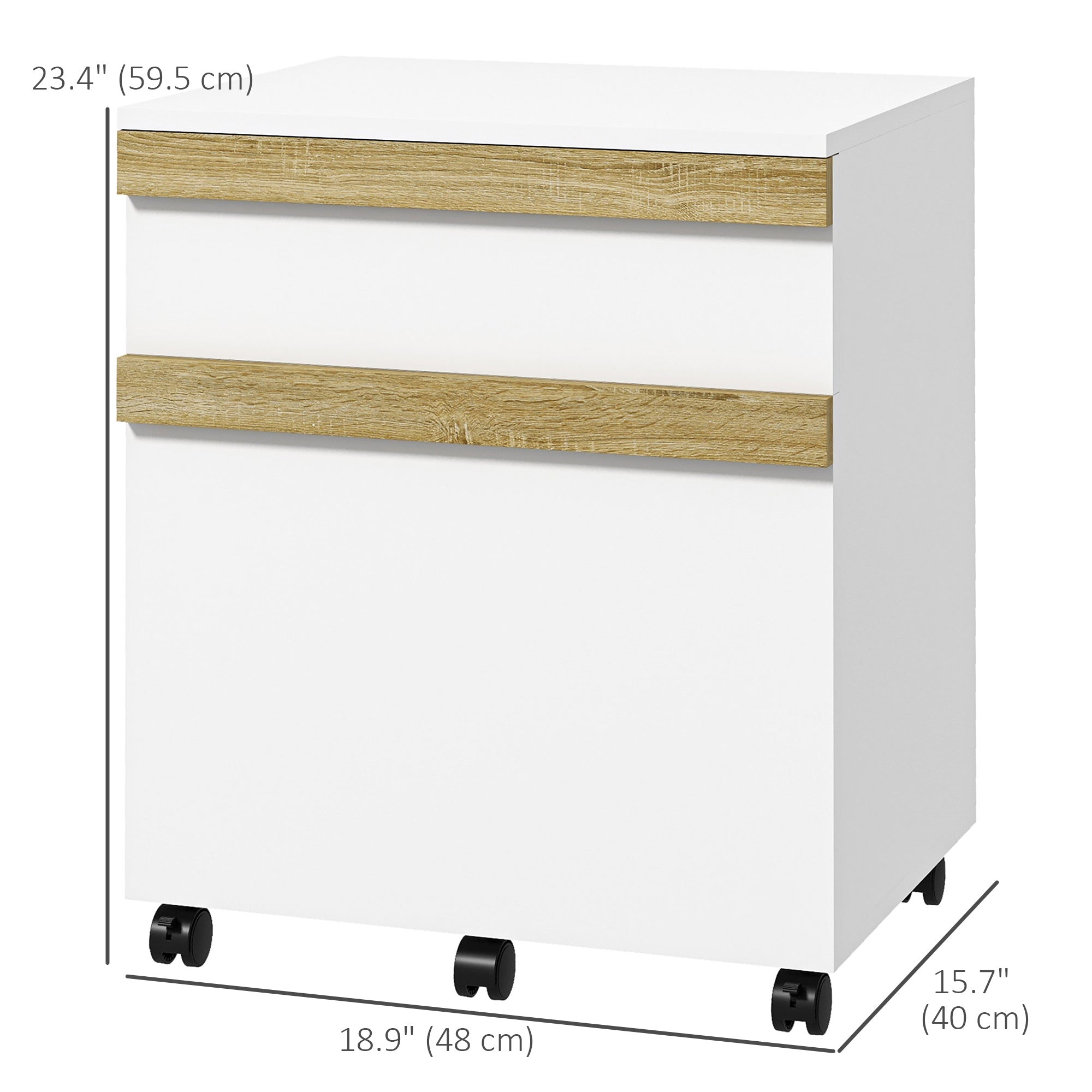 2-Drawer Mobile Filing Cabinet - White Wood Grain-Office Products > Office Furniture > Office Cabinets & Cupboards-DECOROLALA