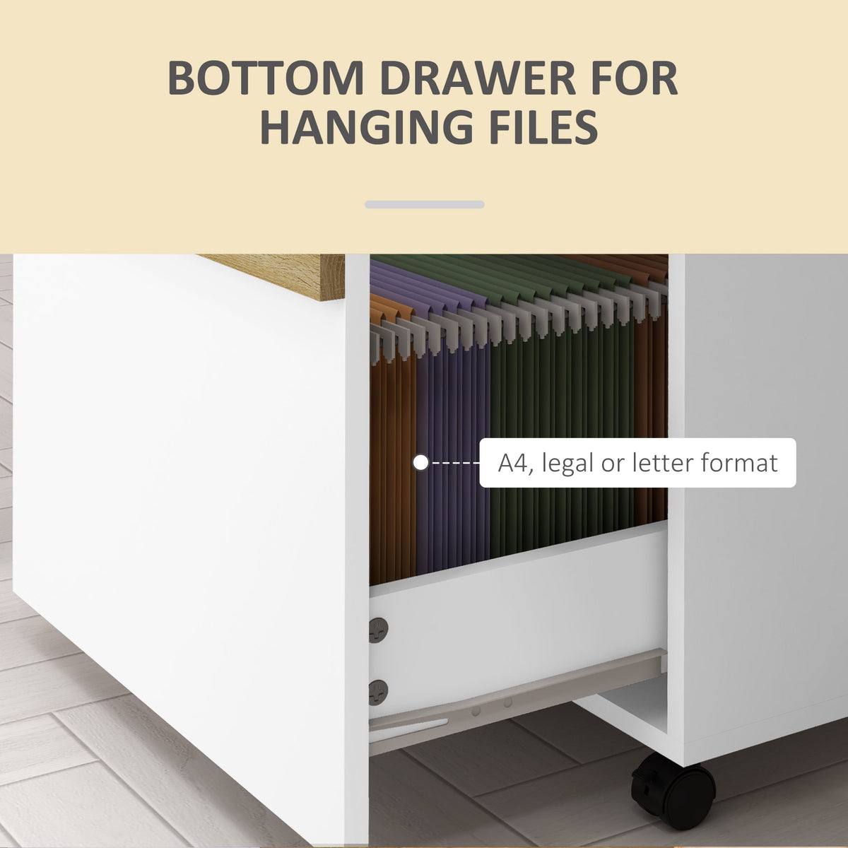 2-Drawer Mobile Filing Cabinet - White Wood Grain-Office Products > Office Furniture > Office Cabinets & Cupboards-DECOROLALA