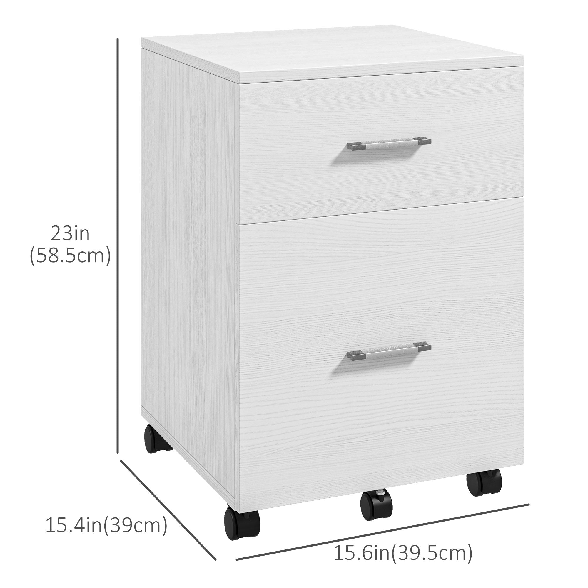 2-Drawer Mobile Filing Cabinet - White Wood for A4/Letter-Office Products > Office Furniture > Office Cabinets & Cupboards-DECOROLALA
