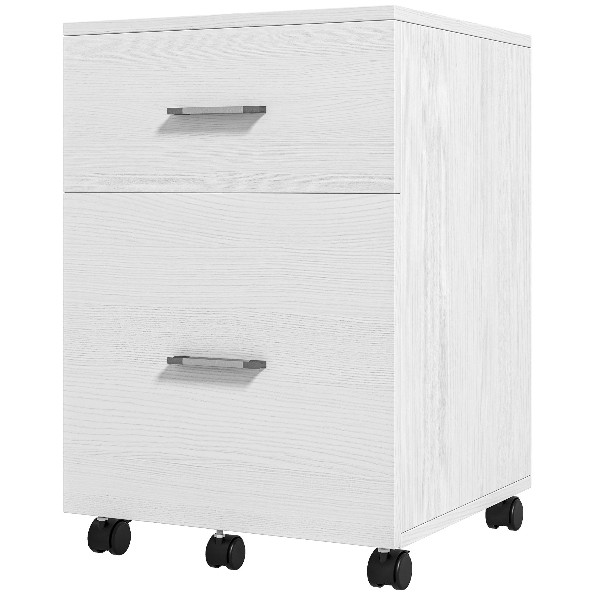 2-Drawer Mobile Filing Cabinet - White Wood for A4/Letter-Office Products > Office Furniture > Office Cabinets & Cupboards-DECOROLALA