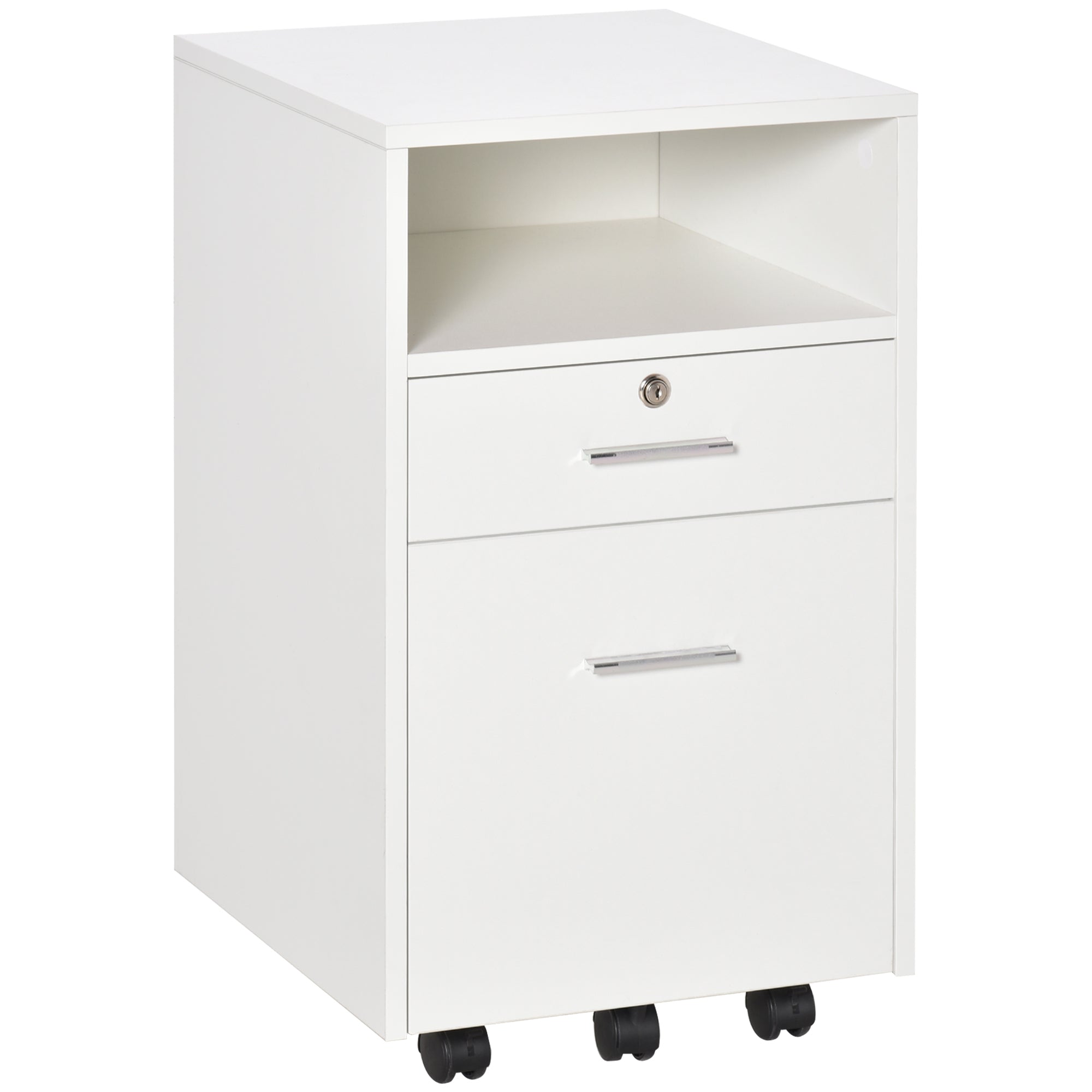 2-Drawer Mobile Filing Cabinet with Lock - White 25.6" H-Office Products > Office Furniture > Office Cabinets & Cupboards-DECOROLALA